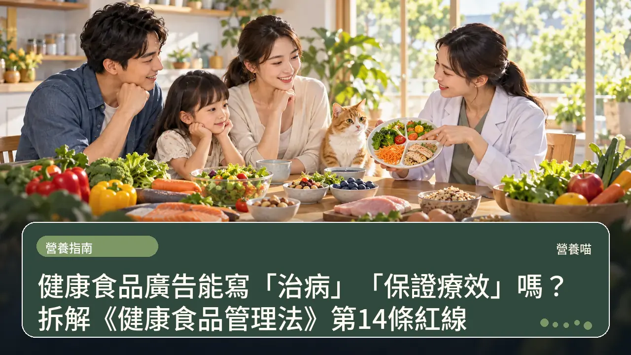 健康食品廣告能寫「治病」「保證療效」嗎?拆解《健康食品管理法》第14條紅線主題插畫