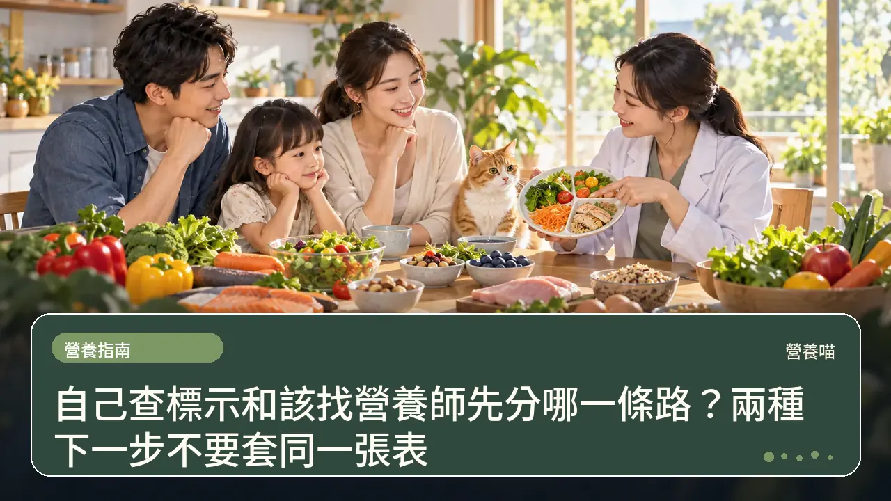 自己查標示和該找營養師先分哪一條路?兩種下一步不要套同一張表主題插畫
