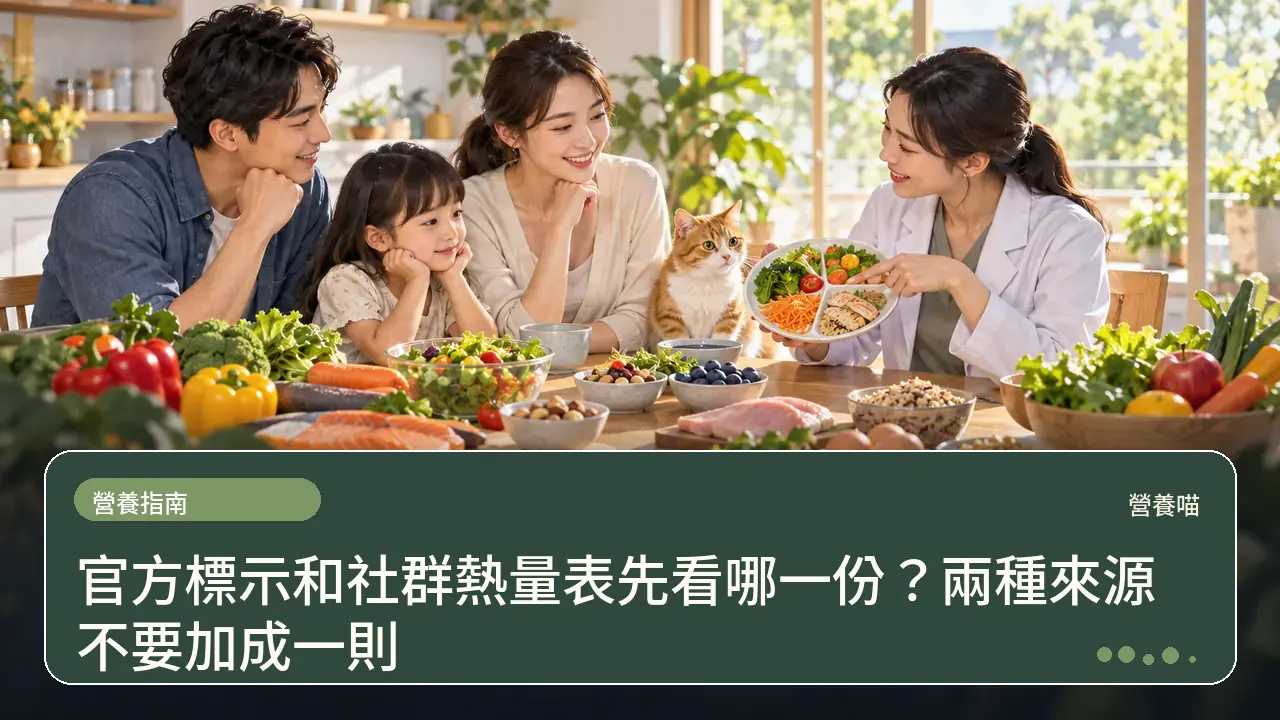 官方標示和社群熱量表先看哪一份？兩種來源不要加成一則主題插畫
