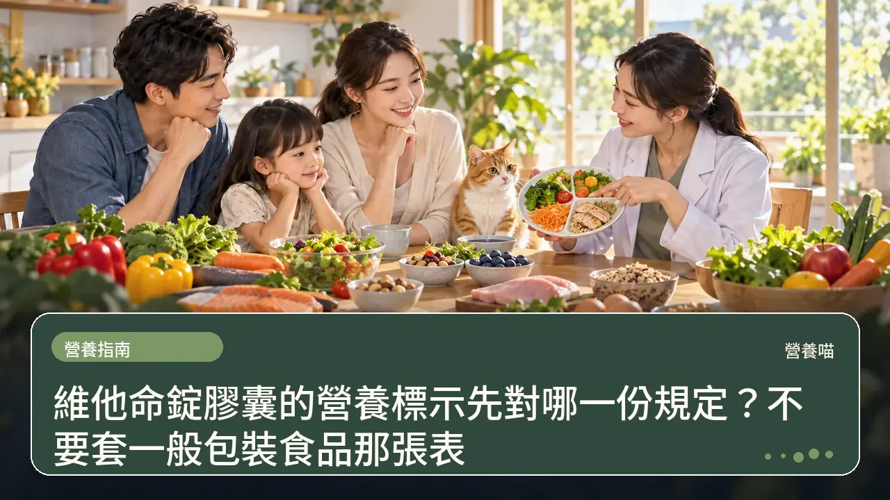 維他命錠膠囊的營養標示先對哪一份規定？不要套一般包裝食品那張表主題插畫